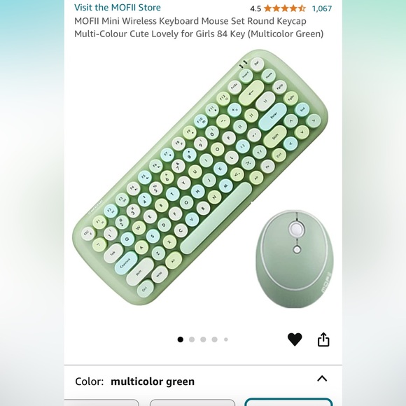 MOFII Mini Wireless Keyboard Mouse Set Round Keycap 84 Key Multicolor Green - Picture 1 of 3